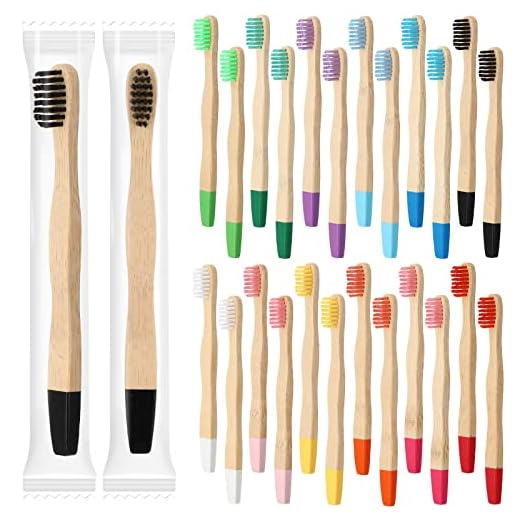 Estune 24 Pcs Kids Bamboo Toothbrushes Soft Bristle Individually Wrapped