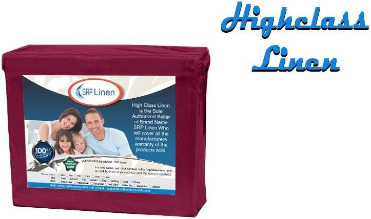 California King 1-Piece Untroubled Bed Skirt Solid Pattern 100% Egyptian Cotton Wine (400 Thread Count) - Fits Upto 15" Inches Fall Length