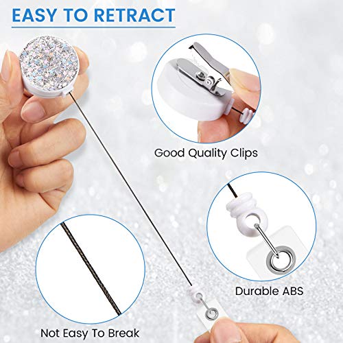 Zonon 10 Pieces Badge Reel Bling Badge Holder Badge Reel Retractable Alligator Clip Id Name Card Holder Key Ring Backing For Nurse Volunteer Student Office #TOP2