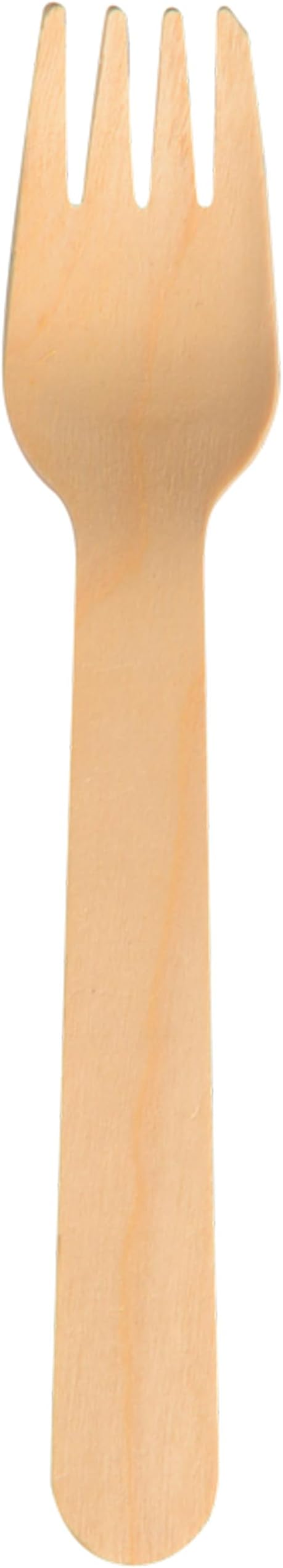 ABENA Gastro-Line 16cm Wooden Disposable Forks Made From 100% Compostable Birchwood Providing a Sustainable and Eco-Labelled Wooden Cutlery (Pack of 100)