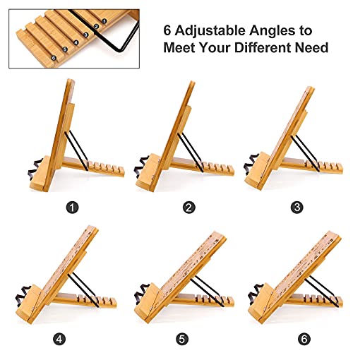 Megrez Bamboo Foldable Book Stand (13.2 X 9.4 Inch) Reading Frame Rest Holder Cookbook Stand/Tablet Pc Textbook/Music Document Stand/Desk Bookrest With Retro Hollow, Butterflies #TOP3