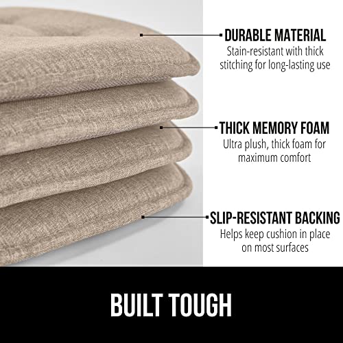 Gorilla Grip Tufted Memory Foam Chair Cushions, Set Of 2, Comfortable Seat Cover Cushion, Thick Durable And Washable Slip Resistant Pads For Dining Room Chairs, Office Desk, Kitchen Table, 16X17 Beige #TOP1