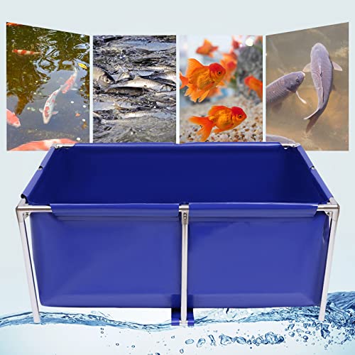 120 Gallon Foldable Canvas Fish Pound, 47\'\' x 31\'\' x 20\'\' Fish Aquarium with Steel Frame and Drain Valve, Foldable Water Storage Pond, Waterproof Display Show Tank, Indoor Outdoors Water Storage Tank