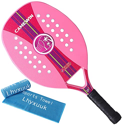 Lhyxuuk Raquete De Beach Tennis Tecnológica Fibra Carbon Profissional (cor-de-rosa)