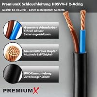 PremiumX Schlauchleitung H05VV-F 2x1,5 mm² - Flexible PVC Anschlussleitung für Elektroanschlüsse im Innenbereich - 25 Meter – Ansicht 2