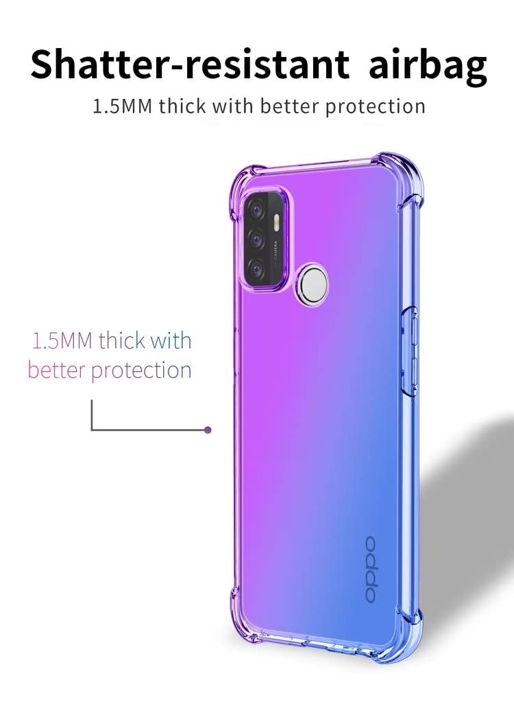 HONLEN Case For TCL 305 / TCL 306 / TCL 30E / TCL 30 SE (6.52 Inches) Transparent Gradient TPU Silicone Four Corners Corner Reinforcement Case