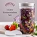 Kilner 1 Litre Fermentation Jar Set Wide Mouth Glass Jar with Silicone Valve Lid, Ceramic Weights & Recipe Booklet, Ideal for Small Batch Fermentation