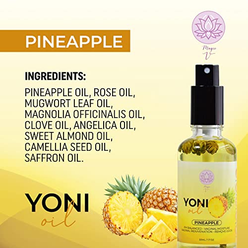 Image of Magic V Yoni Oil Spray for Women - Organic Feminine Care Vaginal Moisturizer, pH Balance & Odor Control, Soothes Ingrown Hair & Razor Bumps - Pineapple Scent