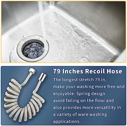 Image of CECEFIN Kitchen Sink Sprayer Hose Attachment, Recoil Hose & Holder, Pressurized Water Saving Aerator & Diverter Valve, Faucet Sprayer Attachment Set