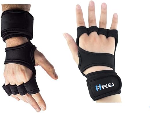 Hykes Gym Gloves - Weight Lifting Hand Grips with Wrist Wrap Support - Workout, Excercise, Fitness, Training, Powerlifting...