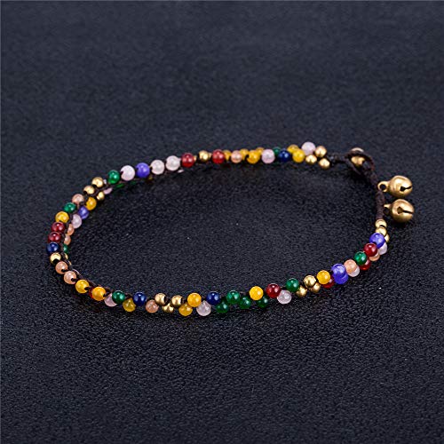Image of kelistom Bohemian Ankle Bracelets for Women Handmade Natural Stone Beaded Chain Anklet