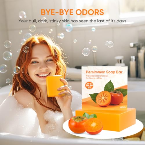 Image of GPP 3 PCS Persimmon Soap Bar for Body Odor Control, 3.53oz /per | Natural Body Wash Soap for for Old People Smell Eliminating Body Odor, Purifying Deodorizing Odor Eliminator for Women & Men