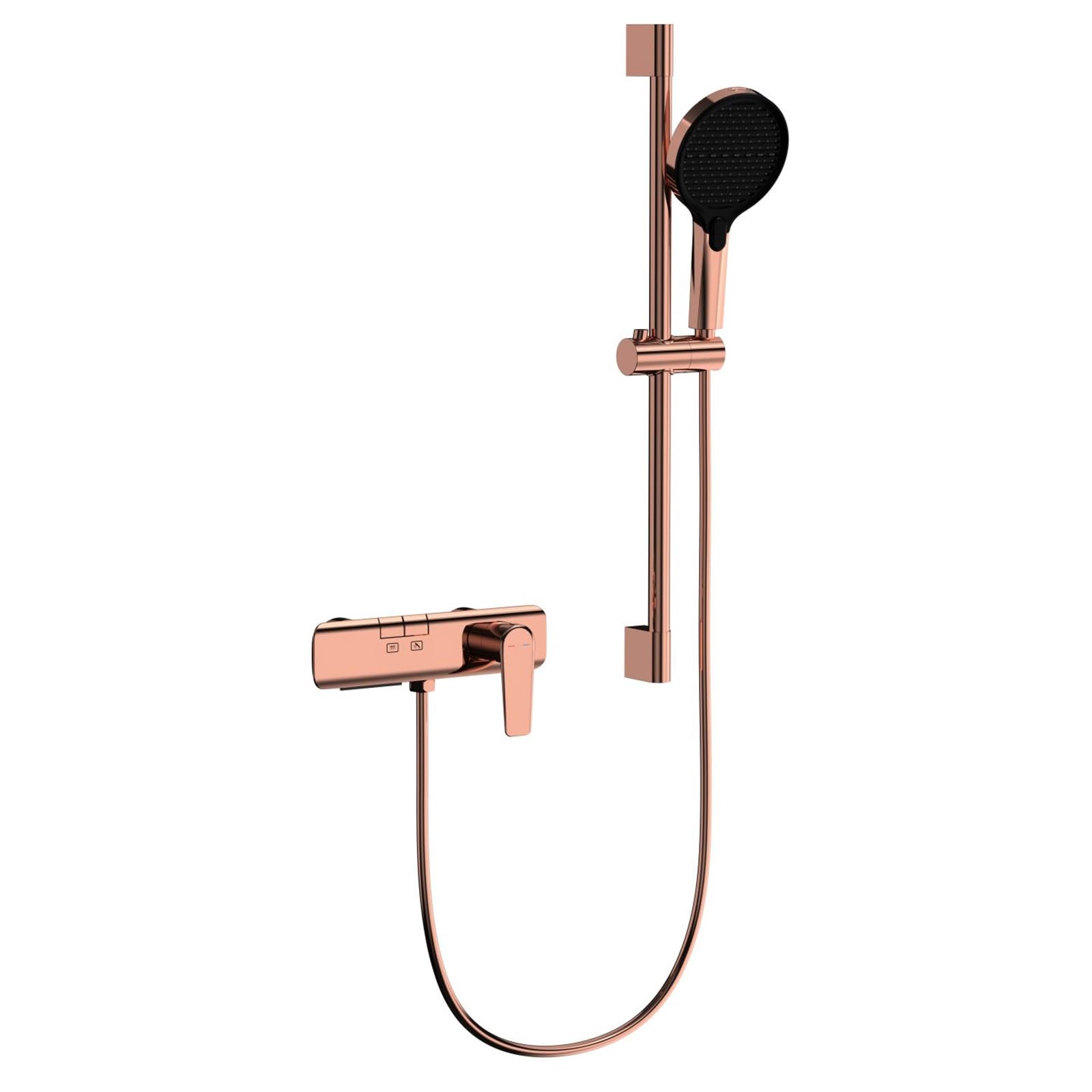 JYBNBBE Wall Mounted Bath Mixer Tap with Shower Attachment Waterfall 3 Function Sprayer Hot and Cold Brass Bath Mixer Taps with Shower Wall Mounted Brushed (Rose Gold A)