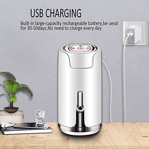 Water Pump For 5 Gallon Bottle, Electric 5 Gallon Water Dispenser Universal Usb Charging Drinking Water Bottle Pump(White) #TOP3