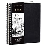 A4 Sketch Book for Artists Hardcover – 200GSM Very Thick Paper – Large Sketchbook Pad Art Book, Spiral Bound for Artists and Children – Drawing Book 21.6x28cm, 40 Sheets / 80 Pages
