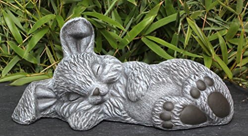 Tiefes Handicraft Garden ornament Rabbit sleeping, Cast stone, Slate gray
