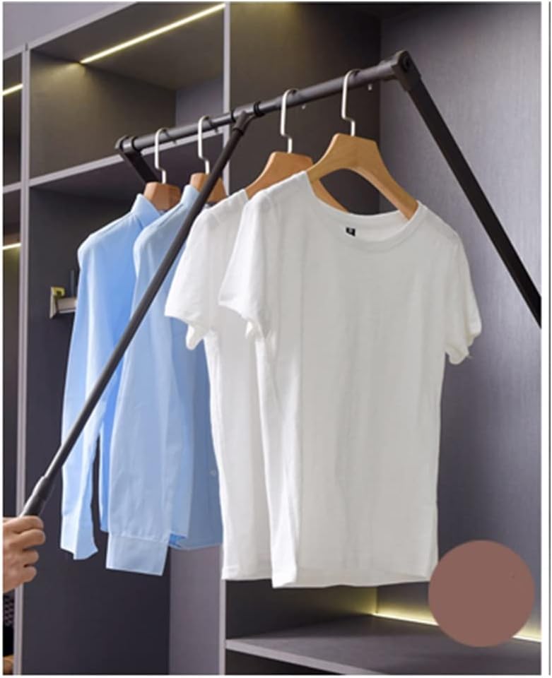 Adjustable Pull Down Closet Rail - Space-Saving Side Mounted Rod with Soft Return, Supports Up to 20KG, Fits 830-1150mm Closets - Ideal for Efficient Organization