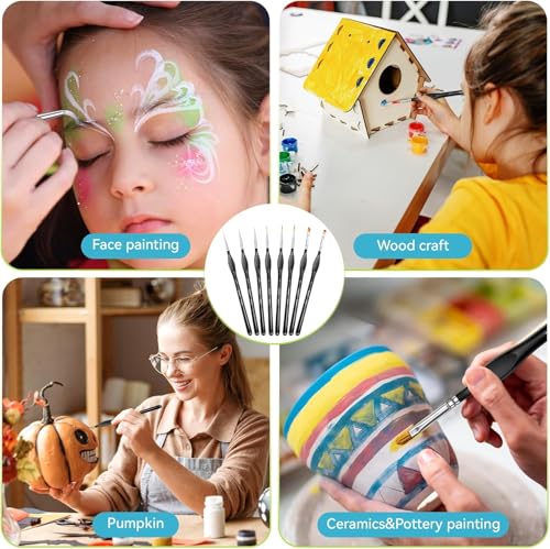 Image of Miniature Paint Brushes,Fine Detail Paint Brushes with Ergonomics Triangle Grip Handles Fine Tip for Crafts Acrylic Watercolor Oil Face Paint by Number