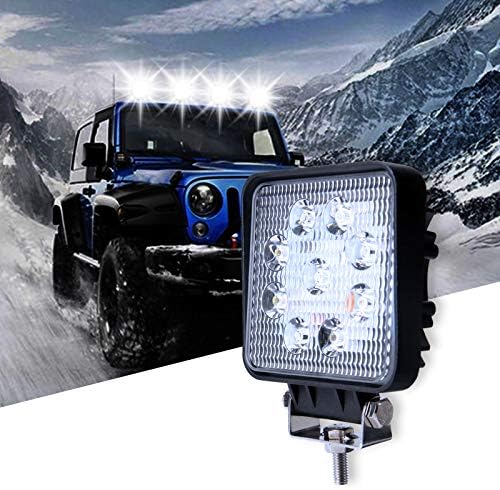 27W LED Work Light Square Spot Driving Fog Light Offroad Flood Beam Lamp Boat Lights 12V 24V LED Work Light for Car Boat Truck Tractor SUV -1 Pack