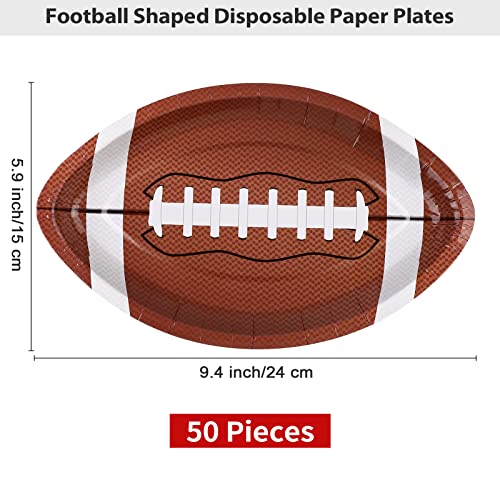 Adxco AX2675 50 Pieces Football Shaped Disposable Paper Plates Football Party Plates Football Party Supplies thumb #1