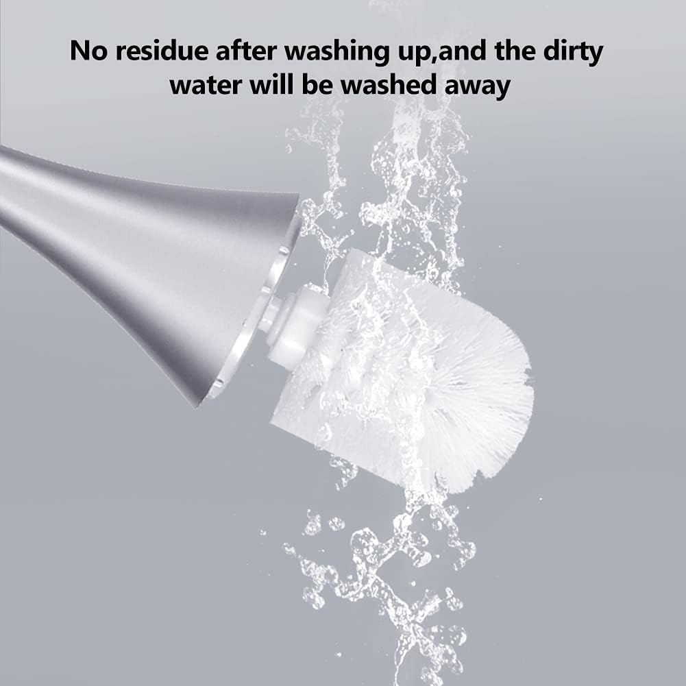 Creative European Wash Toilet Brush Set, Compact Bathroom Toilet Bowl Brush, Stainless Steel Base, Silver