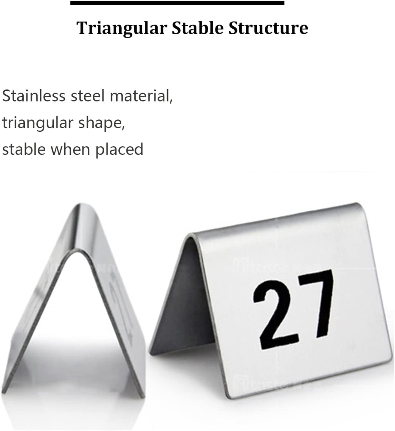 Table Numbers 1-50 50-100 Tent Style, Double Side Numbered Table Signs Place Cards for Banquets Party Wedding Reception Restaurant Tabletop Reserved, V Shape Stands/Holders(Numbers 1 to 100)