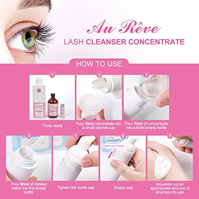 AuReve Lash Shampoo Concentrate 500ml Lash Cleanser Concentrate Add