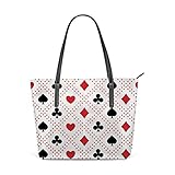 Kuizee Shoulder Bags Tote Casino Playing Cards Poker Handbags PU Leather Decoration Casual School Sh