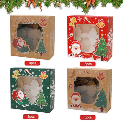 SilverChry 12 Pieces Christmas Cupcake Box, Cupcake Box, Biscuit Boxes, Cake Transport Boxes, Muffin Boxes - Image 3