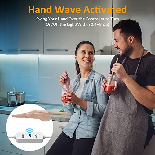 Novostella 40Ft Hand Wave Activated Tunable White Led Strip Light, 1344 Leds, Dimmable 3000K-6500K 24V Touchless Under Cabinet Lighting, Daylight Warm Cool White Tape Light For Kitchen Bedroom Mirror #TOP1