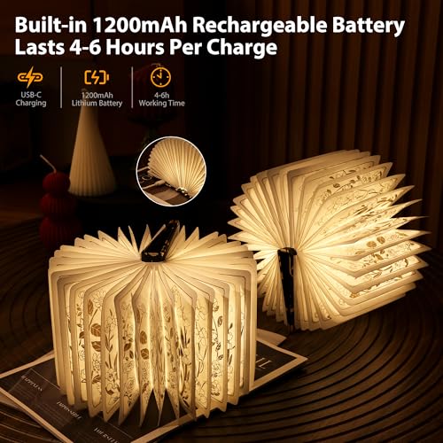 ZBOLE Book Lover Gift, Folding Book Lamp Decor, Portable Print Book Light — view 4