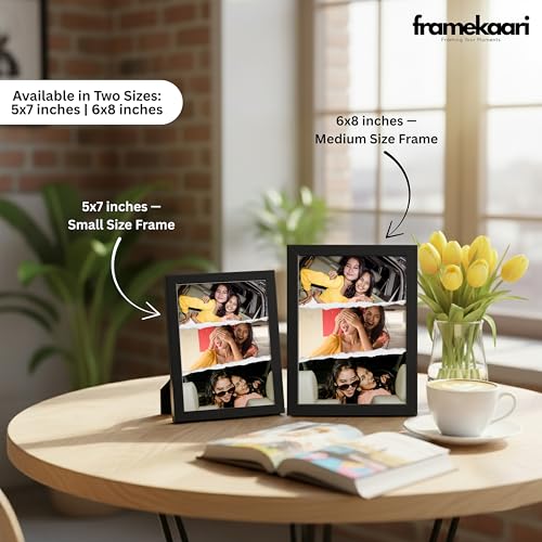 Image of Framekaari Customized Collage Photo Frame | Personalized Gift | Custom 3-Photo Collage | Gift for Friends, Family, Couple & Birthday | Tabletop & Wall Mount | 16x21 cm (Design-12)