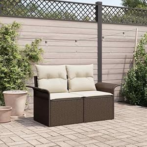 Vopese 2-Sitzer Gartenbank mit Kissen Braun Poly-Rattan Gartenbank Gartenm?Bel Model42006693