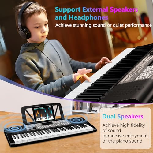 TERENCE Piano Numérique 61 Touches Double Haut-parleur HiFi Clavier Piano avec 51 Touches de Fonction Affichage LED Double Clavier 2 Options d’alimentation Support pour Casque et Microphone - Les Beatles, Paul McCartney, John Lennon, RIngo Starr, George Harrison TERENCE Piano Numérique 61 Touches Double Haut-parleur HiFi Clavier Piano avec 51 Touches de Fonction Affichage LED Double Clavier 2 Options d'alimentation Support pour Casque et Microphone – Image 5