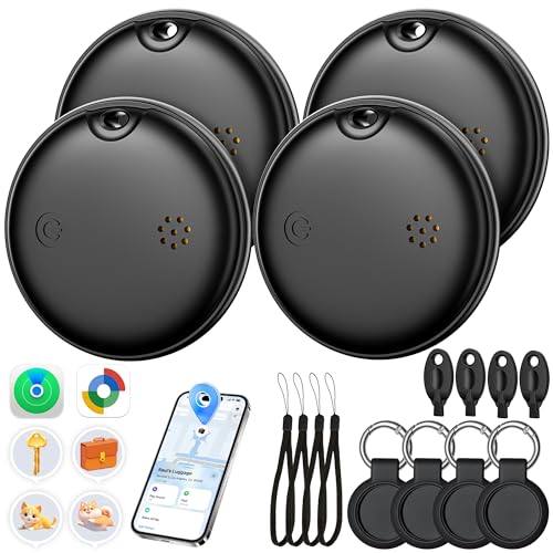 Image of 2026 Upgrade 4-Pack Smart Bluetooth Tracker - Android AirTag, Works with iOS Find My & Android Find Hub, IP68 Waterproof, Loud Ring, Replaceable Battery, for Luggage Keys Wallet Backpack