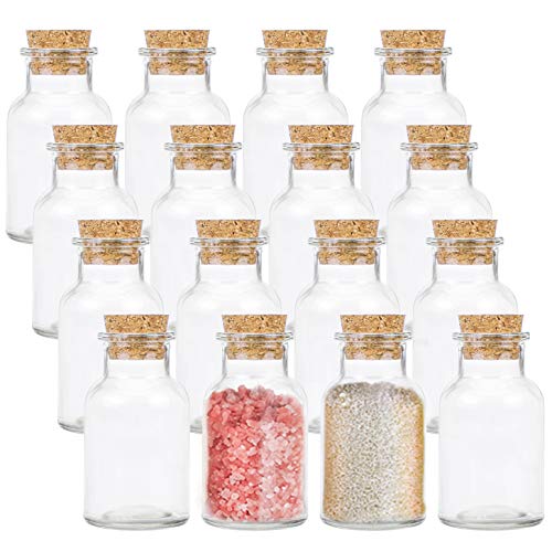 Kingrol 16 Pack Glass Spice Jars 8 oz Leak Proof Glass Jars with Cork Stoppers for Kitchen Storage Herb Jam Honey Glass Favor Jar