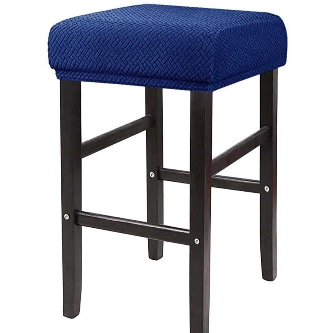 Zzdzw Navy Stretch Rectangle Bar Stool Cover,Stool Covers Rectangular Jacquard Vanity Stool Cover Washable Counter Stool Covers Bar Stool Seat Covers Saddle Seat Cover With Elastic Bands(Navy)