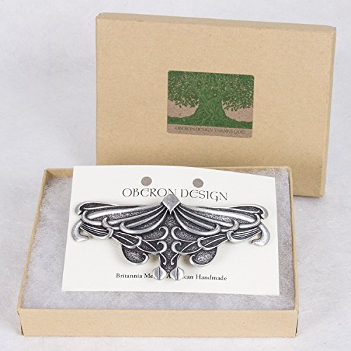 Art Nouveau Leaf Hair Clip, Large Hand Crafted Metal Barrette Made in the USA with an 80mm Clip by Oberon Design