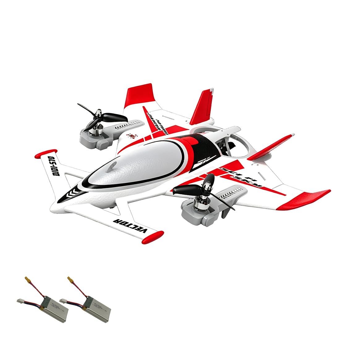 RC VTOL 570 - Modellino aereo a 8 canali, tre motori brushless, rosso