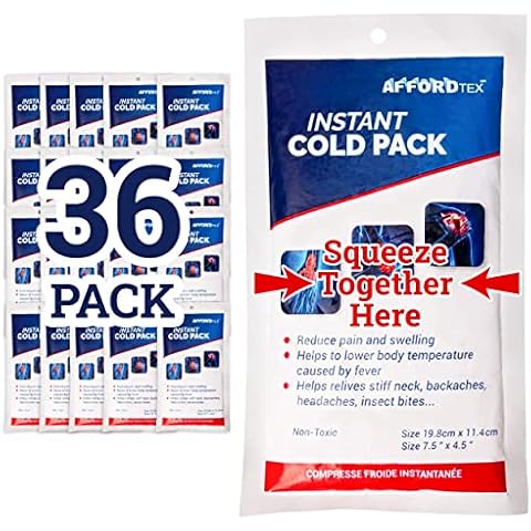 Ice Pack - Instant Ice Pack – 36 Count - 7.5 x 4.5 Inches Cold Packs – Must Have Medical Supplies for Outdoor Activities – Ice Packs Ideal for Injuries, Inflammation, Sprains, Strains Cover