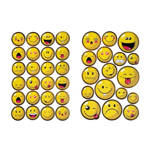 Oblique Unique® 41 Smiley Sticker mit goldfarbenen schimmernden Rand Deko Dekoration Verzierung Aufkleber für Geschenke Karten zum Basteln Spielen selbstklebend