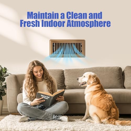 Floor Register 4x10, Brown Floor Vent Covers for Home Floor, Sidewall, Heavy Duty Steel Walkable Floor Grates, Adjustable Air Vent Covers Rust Proof Finish, 4" x 10'' Floor Vent, 6 Pack — view 6