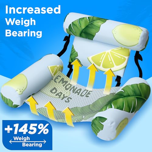 Funscape Pool Floats Chairs Adult, 2 Packs Heavy Duty Inflatable Swimming Pool Lounges, Fabric Floating Hammock Seat, Kid Blow Pool Noodle, Lake Raft Floaties, Fun Summer Beach Water Party Game—Fruits - Thumbnail 5