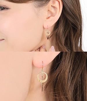 Amazon | サークルデザイン イエロー ゴールド K18 18k 18金 フック