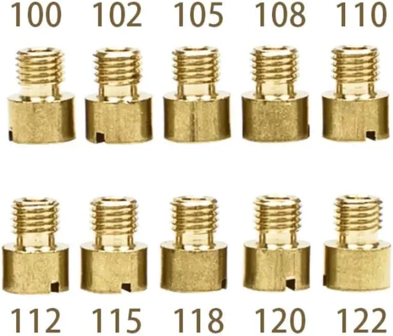10Pcs VM16 VM22 Main Jets M6x0 75 8 Size 100 122 Compatible With VM 11 22 VM 16 22 YFM50 Carburetor Nozzle Replacement Parts For ATV Carburetor