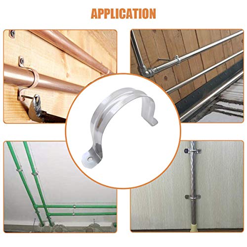 3Inch Two Hole Stainless Steel U-Tube Clamp Connecting Ring Hose Clamp-Bracket Stainless Steel Tube Strap Tension Clip-Heavy Duty Rigid Pipe Strap Clamp For Inner Diameter 3Inch Water Pipe 5Pcs (95Mm) #TOP3