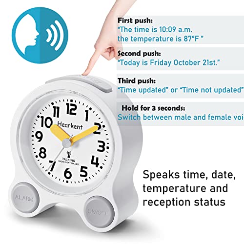 Hearkent Atomic Talking Clock Clear Time Date Light, 5 Alarms,Snooze, Black - Image 5