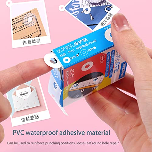Gelrhonr Reinforcement Labels, Self-Adhesive Reinforcement Ring Labels For Repairing And Strengthening Punched Holes 500 Pack - Transparent #TOP3