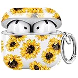 Maxjoy for AirPods 4 Case, Clear AirPod 4th Generation Case Protective Soft Cute Flower AirPod 4 Cover for Women Girly with Keychain for AirPods 4 Cover 2024, Sunflower