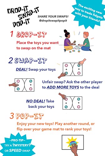 Yarghy Fidget Trading Mat - Fidget Trading Board - Drop-It Swap-It Pop-It - Machine Washable Fidget Toy Board- Double-Sided Fidget Trading Games - Stress Relief Toys Game For Kids W/ Sticker #TOP6